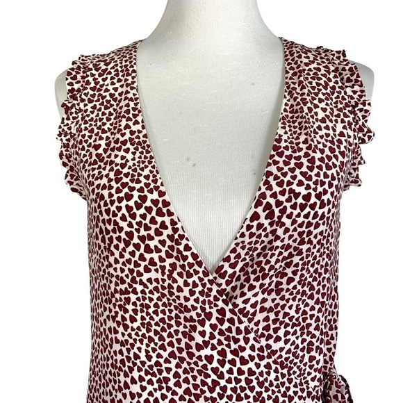 Anine Bing Womens Leah Wrap Heart Print Dress Sz XS Sleeveless V Neck - Picture 5 of 14